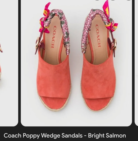 Coach Coral Suede Wedges with Floral Accent - Picture 2 of 4